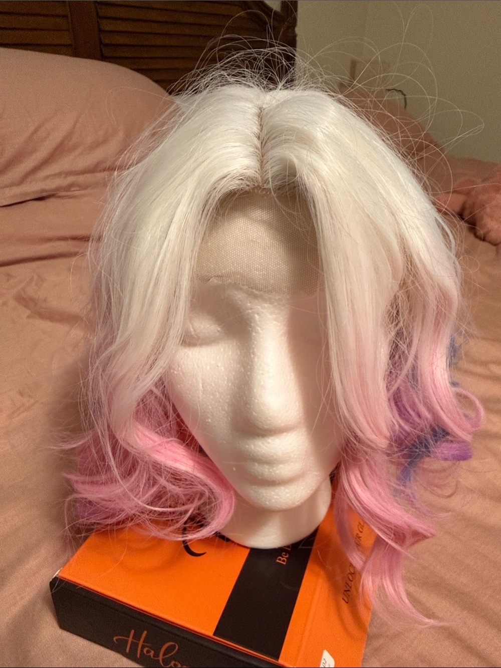 Halo Pastel Pink, Blue & White Ombre Synthetic Wig - Picture 4 of 6